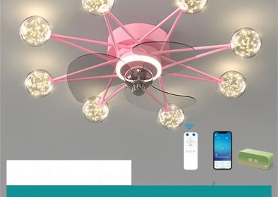 Nordic Ceiling Fan Lights Living Room Dining Room Full Of Stars (Option: Pink-A1 Full of stars)