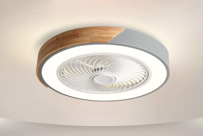 Rotating Air Guide Electric Hanging Fan Lamp (Option: Grey circle-220V 2.4G infinity APP)