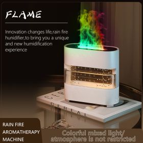 2024 New Products Rain Could Fire Humidifier Water Drip Novedades 2024 Rain Water Diffuser Fire Flame Humidifier Aroma Diffuser (Option: White-UK)